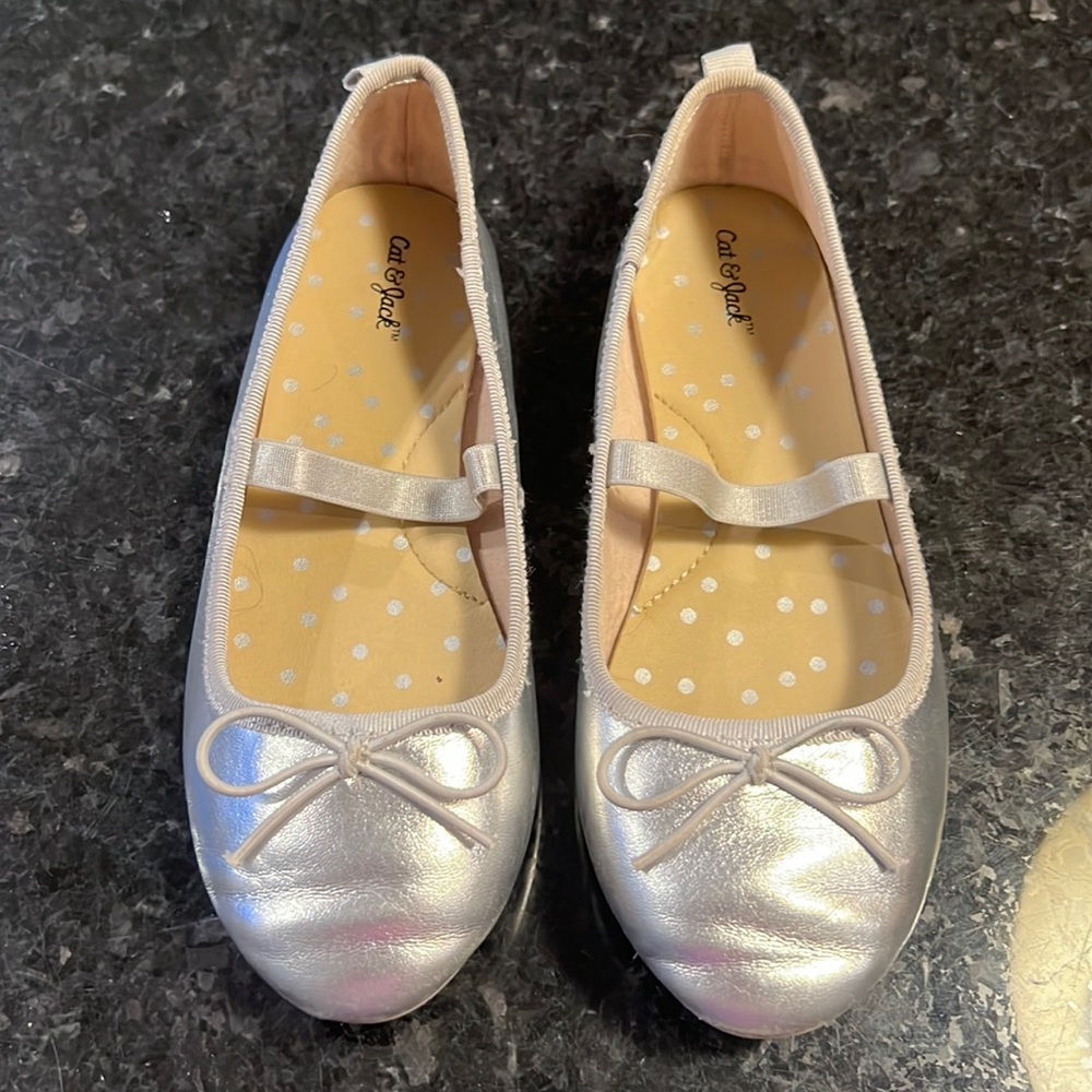 Girls silver ballet flats size 12